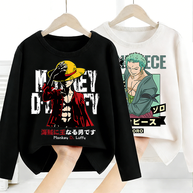 Anime One Piece Merchandise - قميص أطفال بأكمام طويلة مطبوع بتصميم