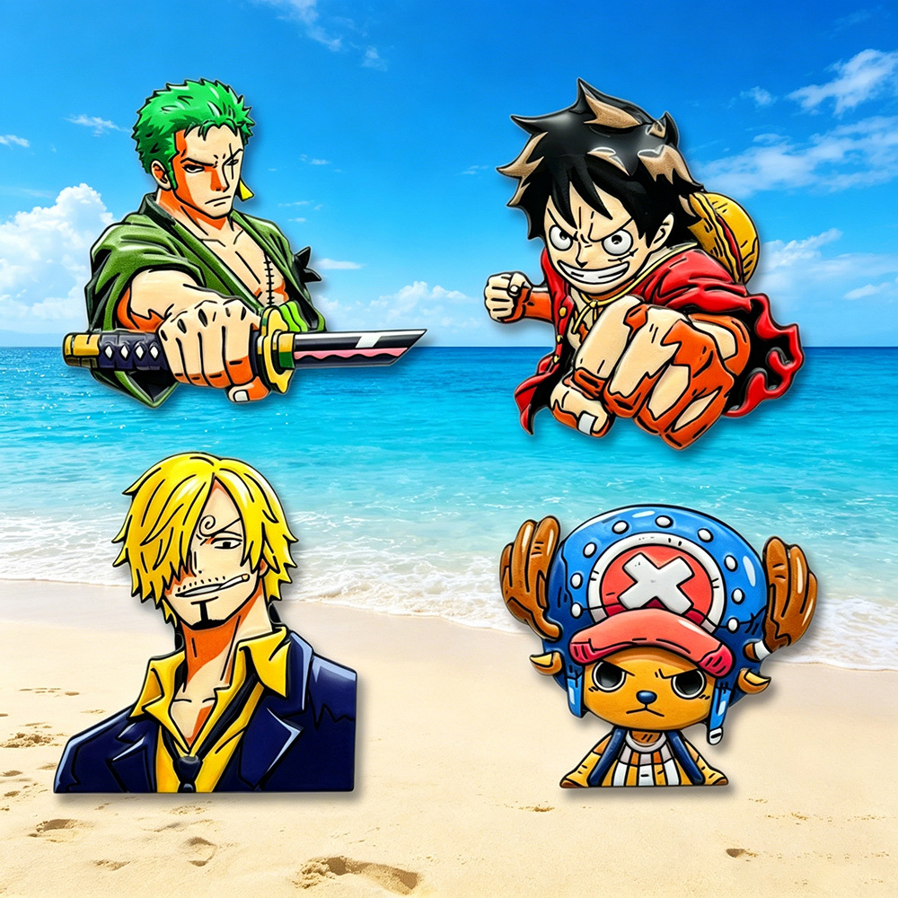 Anime One Piece Merchandise - مجموعة من 4 دبابيس كرتونية من